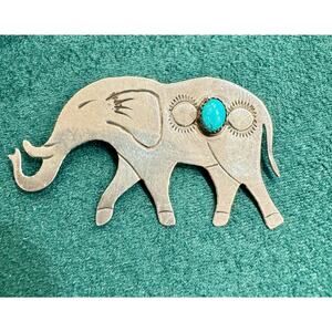 Sterling Turquoise Elephant Brooch Pin